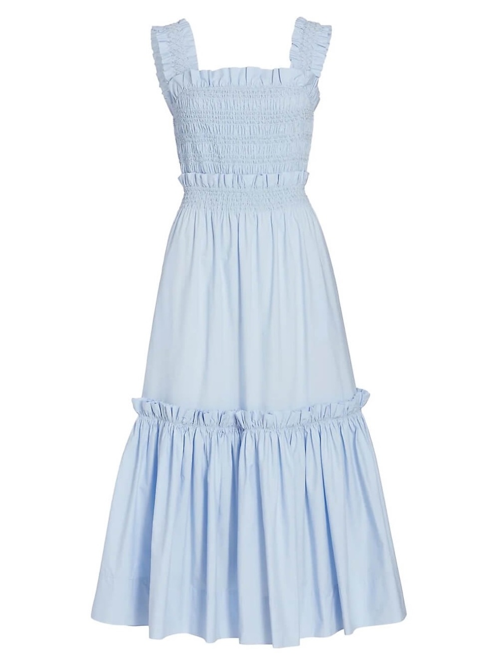 SEA NY Smocked Ruffle Tiered Maxi Dress - Light Blue